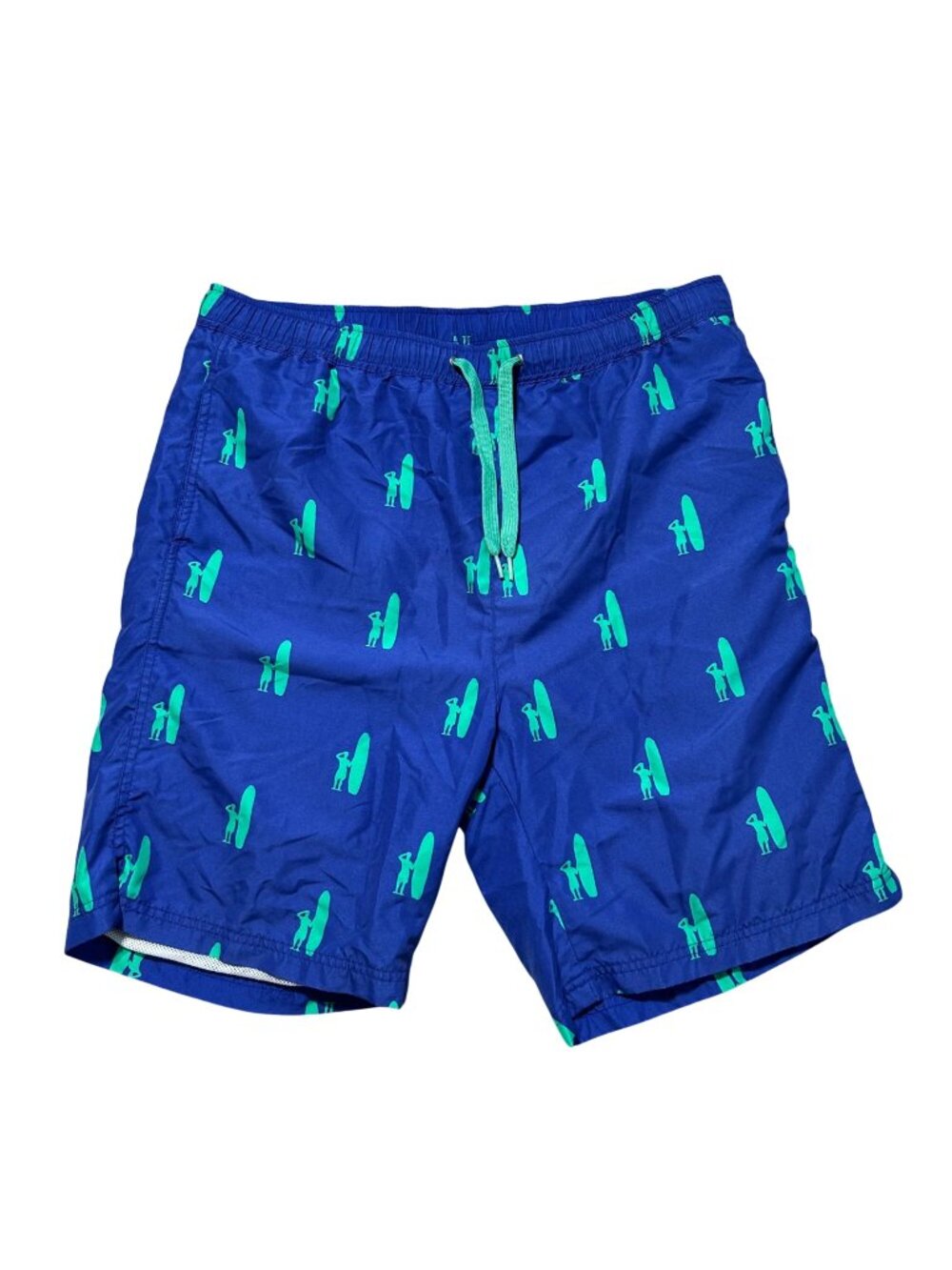 Johnnie-O Men's Sz Large Surfer Print Swim Shorts Polyester Blue & Green Summer
